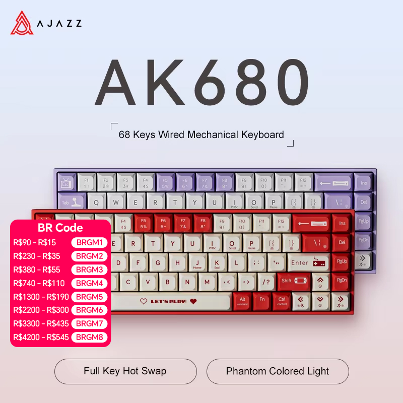 Gaming Keyboard Hot Swappable - AJAZZ AK680 65% Wired Gaming Mechanical