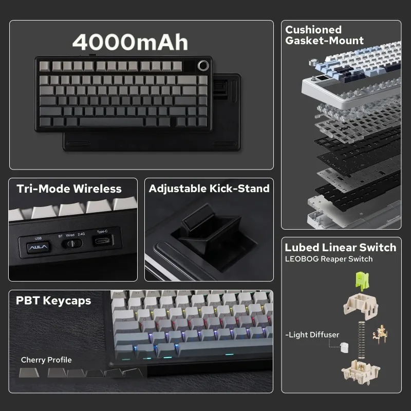 AULA F75 Max Mechanical Keyboa - огляд і ціна Gaming Keyboard Hot Swappable