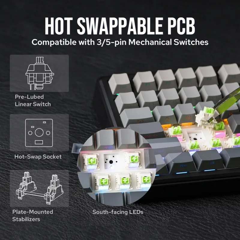 AULA F75 Max Mechanical Keyboa - огляд і ціна Gaming Keyboard Hot Swappable