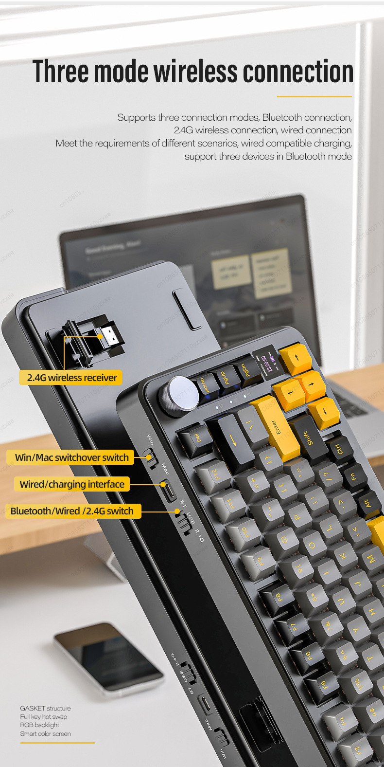 2024 New AL66 Mechanical Keybo - огляд і ціна Gaming Keyboard Hot Swappable