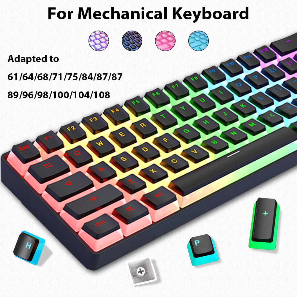 129 Keys Pudding Keycaps PBT D - огляд і ціна Gaming Keyboard No Rgb