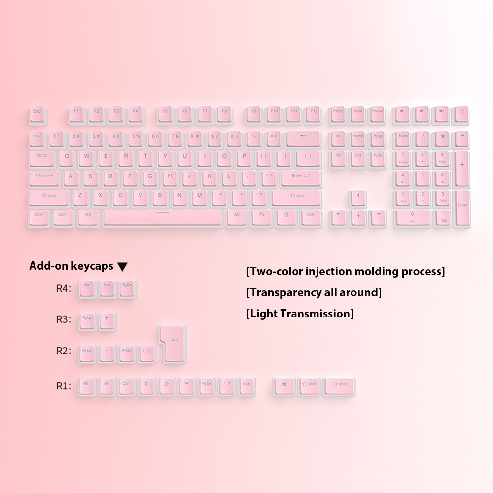 129 Keys Pudding Keycaps PBT D - огляд і ціна Gaming Keyboard No Rgb